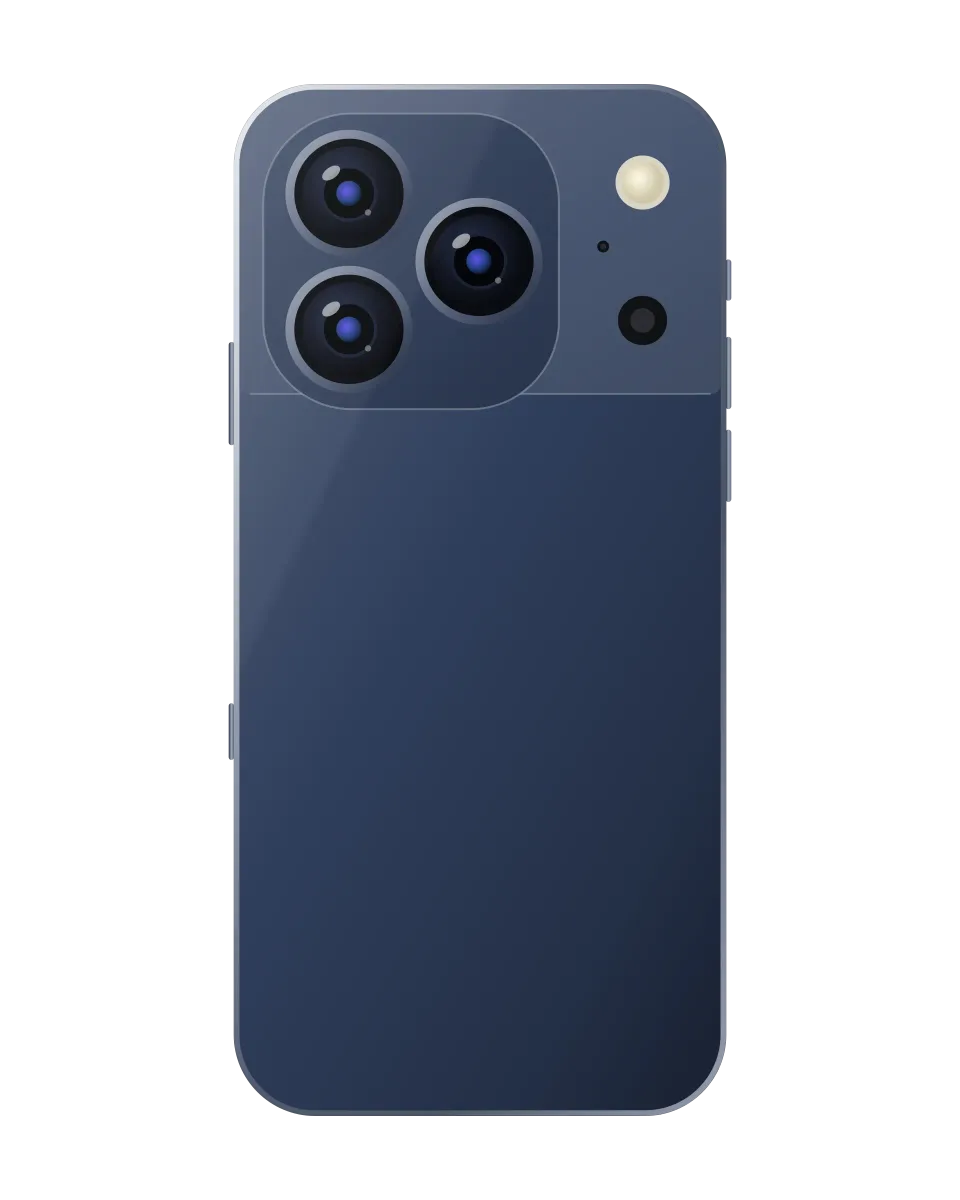 iPhone 17 Pro Max nuevo y sellado, Azul profundo: ilustración del reverso