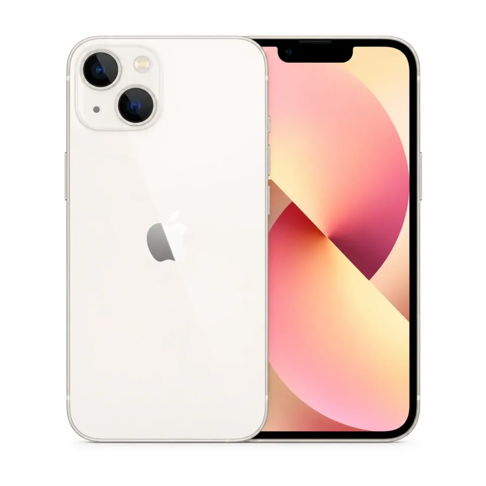 iPhone 13 usado revisado, Blanco estelar: frente y reverso (foto de catálogo)