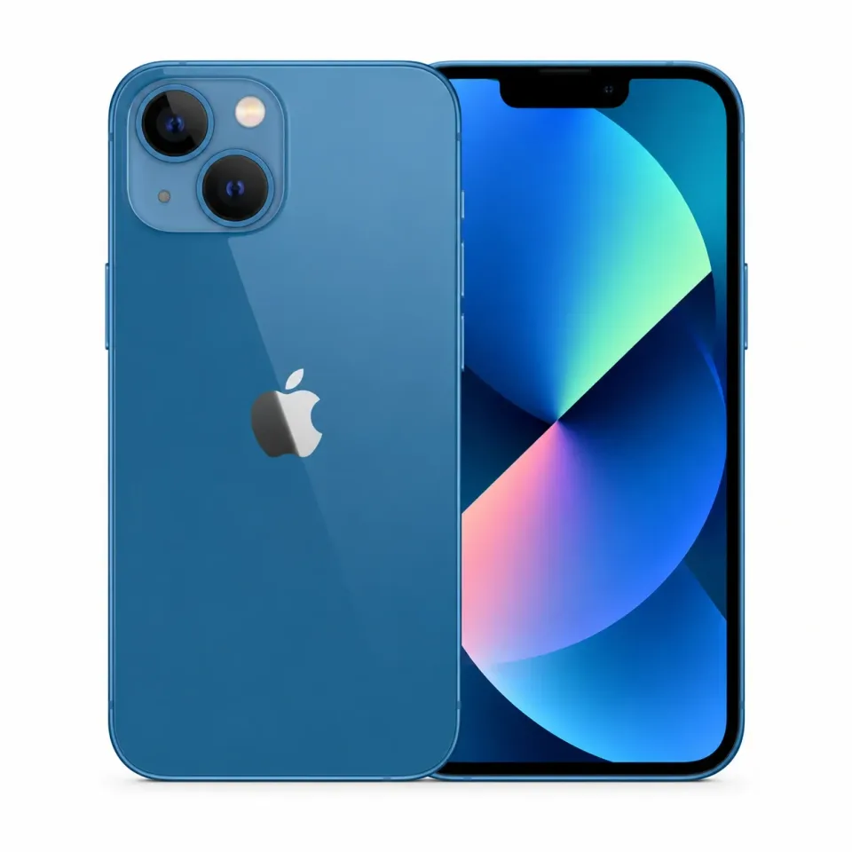 iPhone 13 usado revisado, Azul: frente y reverso (foto de catálogo)