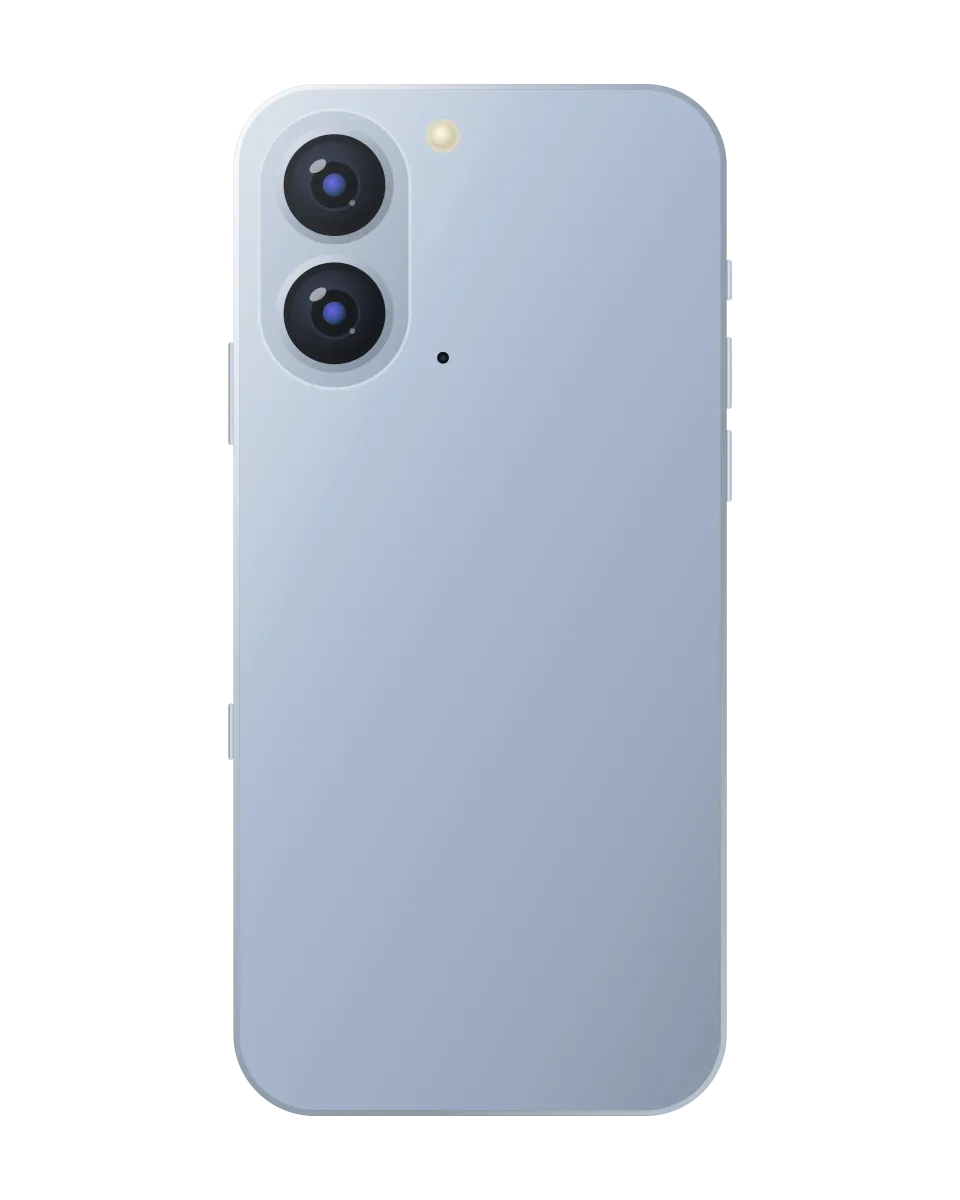 iPhone 17 nuevo y sellado, Azul neblina: ilustración del reverso