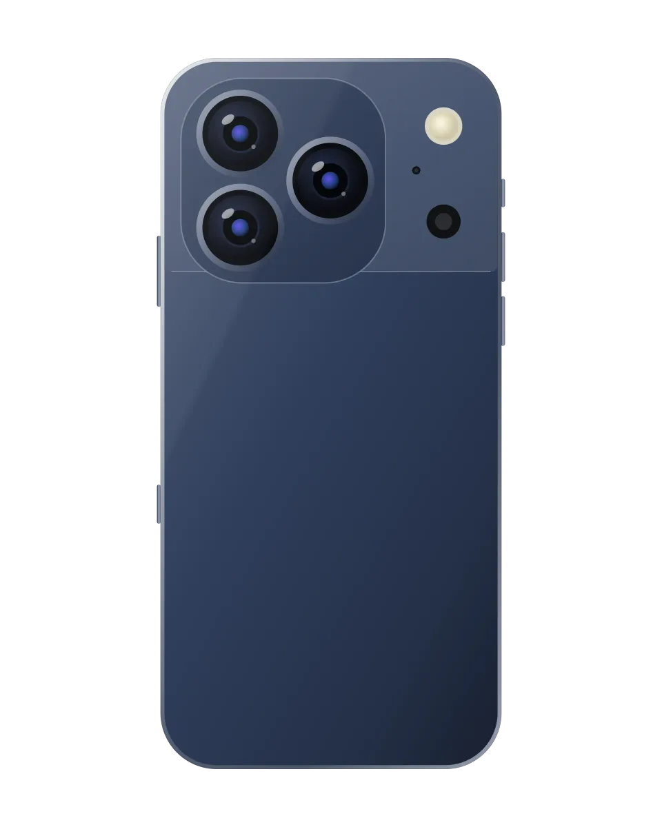 iPhone 17 Pro nuevo y sellado, Azul profundo: ilustración del reverso